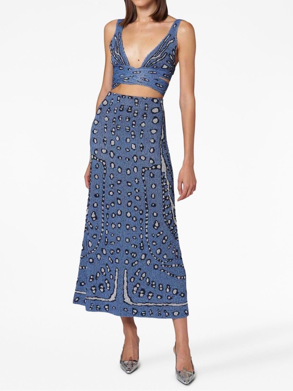 Altuzarra Snell Midi Skirt + Davion Wrap Top in Jacquard-Knit